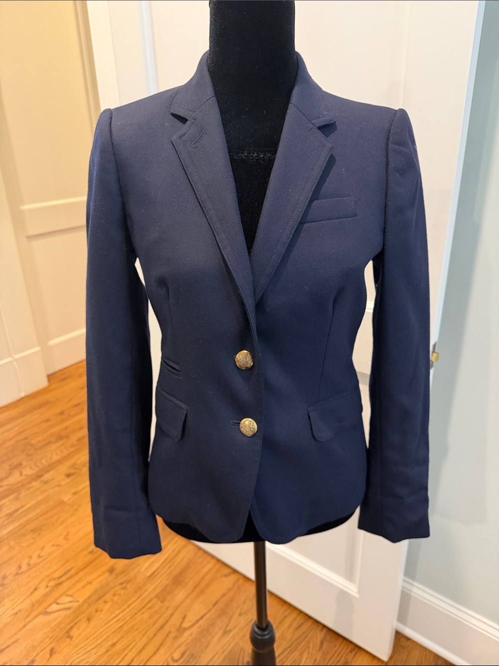 J. Crew Navy Tailored Blazer with Gold Buttons